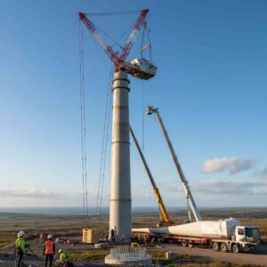 Mechanical installation support during wind turbine setup - Sangreen Future Renewables